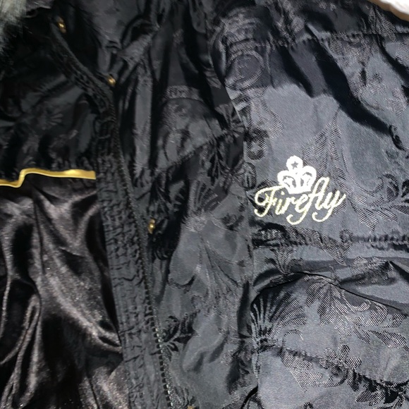 Firefly Black Winter Coat Fluffy Removable Hood - Picture 2 of 3